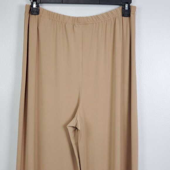 Bob Mackie Wearable Art Pull-On Stretchy Wide Leg Tan Pants Size L - Picture 6 of 12